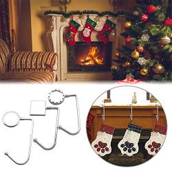 Christmas Stockings Hooks Hanger,Christmas Stocking Holders Metal Clip,Non-Slip Safety Fireplace Hooks Mantel Hooks for Christmas Party Decoration