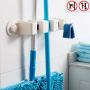 Cavoli Strong Sucker Mop Holder Wall Mounted Mop and Broom Hanger - Kitchen&Garden&Garage Suction Cup Organizer with 3 Positions 2 Hooks,White