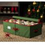 ZOBER Underbed Christmas Ornament Storage Boxes with Zippered Closure - Stores up to 36 Standard Christmas Ornaments 4 - Inch, and Xmas Holiday Accessories, Storage Container with Dividers