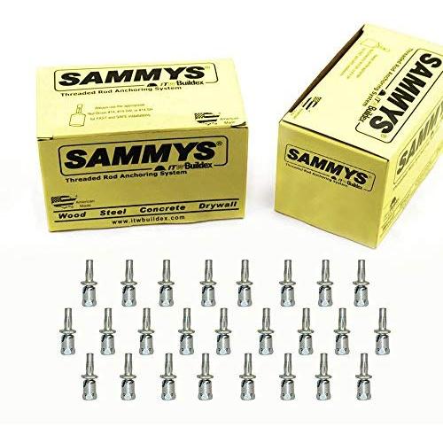 Everflow Sammys 8294922-50 SXP 20 3/8 Inch Screw Swivel Expandable Thread Rod Anchor Design for Pipe Hanger, Install Vertical Upto 45 Degrees, No Predrilling Required, Electro-Zinc Finish (Pack of 50)