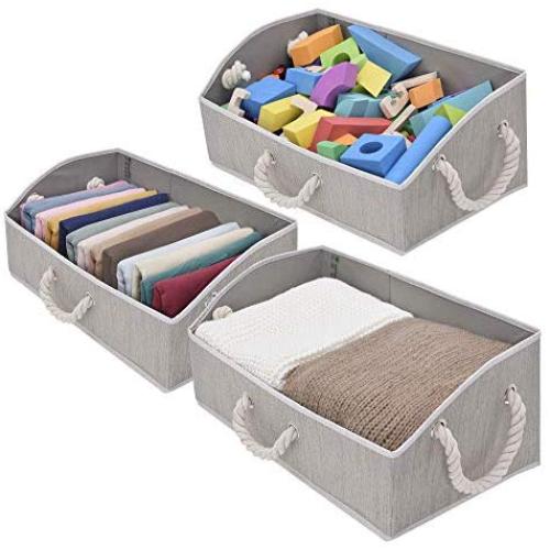 StorageWorks Closet Storage Bins, Trapezoid Storage Box, Fabric Bins and Baskets, Mixing of Gray, Brown & Beige, Jumbo, 3-Pack