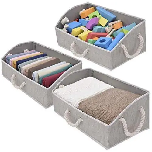 StorageWorks Closet Storage Bins, Trapezoid Storage Box, Fabric Bins and Baskets, Mixing of Gray, Brown & Beige, Jumbo, 3-Pack