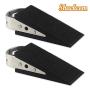 Shackcom Door Stopper, 2 Pack Black Heavy Duty Wedge That Holds Doors Firmly and Doesn’t Budge, Made of Rubber and Stainless Steel, Works on All Floor Surfaces, with Hanger which Easy to Storage