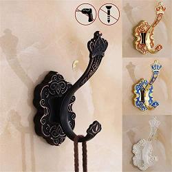 Stainless steel wall-mounted towel rack Pack of 2 Ancient European Art Carved Coat Robe Hooks Wall Mounted Kitchen Bathroom Single Towel Hooks Hats Clothes Hanger Decorative Hooks Storage Bathroom she