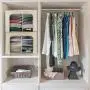 Sorbus Storage Bins with Divided Interior, Foldable Stackable Container Organizer Set with Large Window & Carry Handles, Bedroom Closet Organization for Bedding, Linen, Clothes (Two Section - Beige)