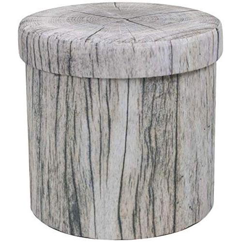 Sorbus Storage Ottoman, 15 Inch Cute 3D Play Room Stool Toy Boxes ? Foldable with Lid ? Perfect Footstool, Pouffe, Hassock, Strong & Sturdy Space Saving Chest (Tree Stump - Gray)