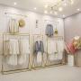 Industrial Clothing Rack Rustic Customized Heavy Duty Garment Display Rack Floor-Standing Hangers Clothes Shelves for Show Room Retail Store Gold