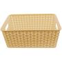 YBM HOME Plastic Rattan Storage Boxes Container Open Bin Basket Closet Shelf Kitchen Cabinet Pantry Office Desktop Organizer ba426-beige (Large, Beige)