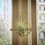 Hanging air plant holder, mobile Himmeli, gold plant hanger, air plant geometric planter, airplant display, home decor gift, octahedron 01