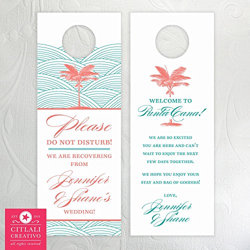 Do Not Disturb Wedding Door Hangers (set of 10) Palm Tree Waves