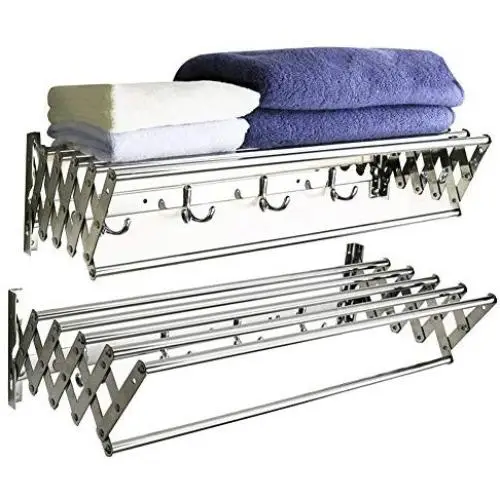 Wgwioo Retractable Folding Clothes Dryer, Wall Mount Towel Hanger