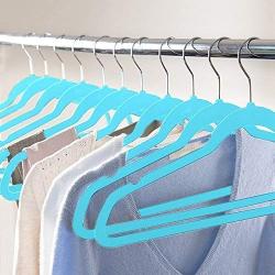 Elaine Karen Deluxe Designer Non Slip Heavy Duty Velvet Hangers ? Blue ? 30pk