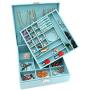 KLOUD City Two-Layer lint Jewelry Boxes Organizer Display Storage case with Lock (Blue)