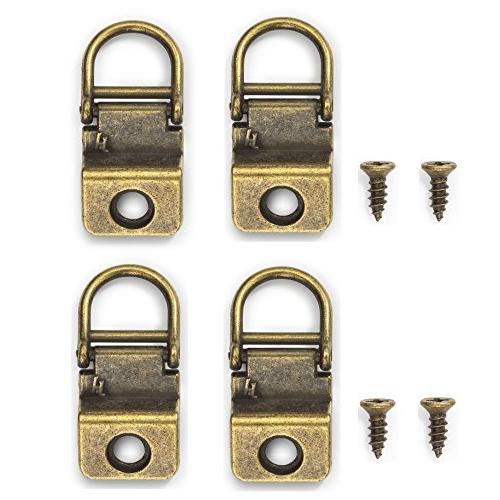 HangZ 11005 Flat Mount Wire 1-Hole D-Ring Picture Hanger Value Pack, 25lb, 12-Piece, Antique Brass HangZ 11005 Flat Mount Wire 1-Hole D-Ring Picture Hanger Value Pack, 25lb, 12-Piece, Antique Brass