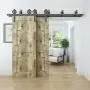 ZEKOO Rustic 11 FT Erfect by Pass Door Hardware Sliding Black Steel Big Wheel Roller Hanger Track for Double Wooden Doors ZEKOO Rustic 11 FT Erfect by Pass Door Hardware Sliding Black Steel Big Wheel Roller Hanger Track for Double Wooden Doors