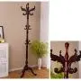 LLDDP Coat Hooks Hat Clothes Stand Coat Racks European Solid Wood Hat Stand Hanger Floor Standing Home Bedroom Hangers 10 Hooks Hall Tree Free Standing Garment Racks (Color : Brown)