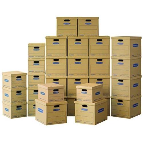 Bankers Boxes SmoothMove Classic Moving Kit Boxes, Tape-Free Assembly, Easy Carry Handles, 10 Small 20 Medium, 30 Pack (7716601)