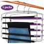 Centralocker Multi-Layer Steel Pants Hanger Metal Frame Swing Arm Slack Trousers Jeans Neckties Rack Space Saver for Wardrobe 3-Pack