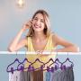 Trgowaul Purple Velvet Hangers Clips, Pants Hangers Velvet Clips, Strong Finger Clips Perfect for Thin Velvet Hangers (Purple 60 Pack)