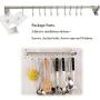Kitchen Sliding Hooks, Stainless Steel Hanging Rack Rail Organize Kitchen Tools with 10 Utensil Removable S Hooks for Towel, Pot Pan, Spoon, Coats, Bathrobe, BBQ,Wall Mounted Hanger