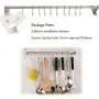 Kitchen Sliding Hooks, Stainless Steel Hanging Rack Rail Organize Kitchen Tools with 10 Utensil Removable S Hooks for Towel, Pot Pan, Spoon, Coats, Bathrobe, BBQ,Wall Mounted Hanger