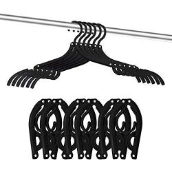 Onerbuy 12pcs Travel Hangers,Foldable Clothes Hangers Portable Folding Hangers Anti-Slip Clothing Hangers Drying Rack (Black, Plastic)