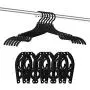 Onerbuy 12pcs Travel Hangers,Foldable Clothes Hangers Portable Folding Hangers Anti-Slip Clothing Hangers Drying Rack (Black, Plastic)