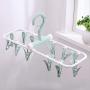 Folding Travel Clip & Drip Hanger, Portable Plastic Clothes Underwear Socks Laundry Drying Hanger Rack With 12 Clips For Home Or Outdoor (Light Green)