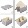 Prandom Large Foldable Storage Bins with Lids Fabric Decorative Storage Boxes Cubes Organizer Containers Baskets with Cover Handles Removable Divider for Home Bedroom Closet 17.3x11.8x9.8 Inch 3 Pack