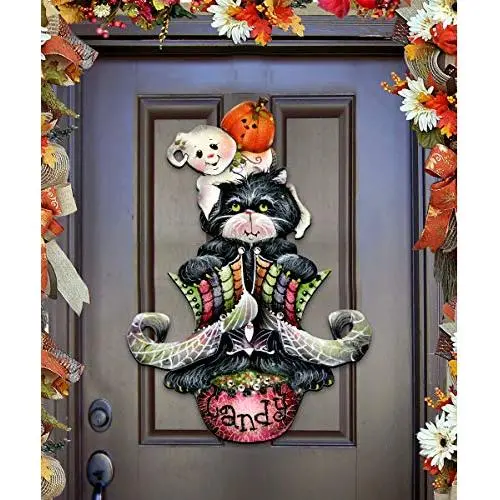 Fall Decor Outdoor Halloween Wooden Door Hanger by Jamie Mills Price - Wall decor 8457409H