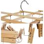 Ayygift SET OF 2 Durable Foldable Wooden Airer Laundry Rack Clothes Sock Hanger 16 Clips Clamps