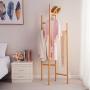 BAOYOUNI Foldable Coat Garment Rack Hall Tree Indoor Entryway Standing Laundry Clothes Hats Bags Hanger Corner Shelves Space Saver, Adjustable Feet (Wood Color) BAOYOUNI Foldable Coat Garment Rack Hall Tree Indoor Entryway Standing Laundry Clothes Hats Bags Hanger Corner Shelves Space Saver, Adjustable Feet (Wood Color)