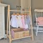 Clothing Rack, Nursery Decor, Dress Up Station, Kids Clothing Storage, FOLDS UP, 40x26 in Tall Wooden Clothes Rack with Canvas Storage Shelf