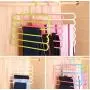 5PC Random Color 5-Layer Clothes Hanger Drying Racks Multi-Functional Innovative Hanger Multi-Storey Scarf Racks Anti-Slip Pants Folder Decoration