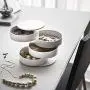 Maxbei Jewelry Organizer Case 360 Degree Round Rotating Jewelry Storage Boxes Necklace Bracelet Ring Earring Display Tray Holder (White)