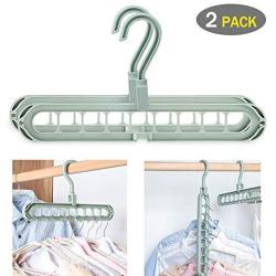 WAOU Magic Hanger Folding Hanger for 9 Pieces of Clothes Closet Space Saving Clothes-Rack Multi Hangers（2 Pack）