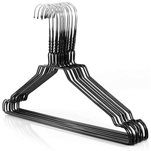 HANGERWORLD 100 Black Coating 16inch Metal Wire 13 Gauge Pants Bar Coat Clothes Garment Hangers