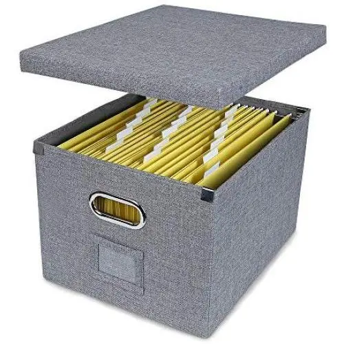 ATBAY File Storage Boxes Collapsible Large Capacity Office File Organizer for Letter/Legal Size Hanging File Folder Box, Gray 1Pack ATBAY File Storage Boxes Collapsible Large Capacity Office File Organizer for Letter/Legal Size Hanging File Folder Box, Gray 1Pack