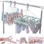 3pcs Random Color Socks Bras Underwear Drying RackPlastic Folding Clothes Hanger Towels 32 Clips Space Saving Closet Organizer Tools Decoration