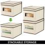 mDesign Soft Stackable Fabric Closet Storage Organizer Holder Boxes Bin with Clear Window, Attached Hinged Lid - Bedroom, Hallway, Entryway, Bathroom - Large, 2 Pack - Cream/Espresso Brown mDesign Soft Stackable Fabric Closet Storage Organizer Holder Boxes Bin with Clear Window, Attached Hinged Lid - Bedroom, Hallway, Entryway, Bathroom - Large, 2 Pack - Cream/Espresso Brown