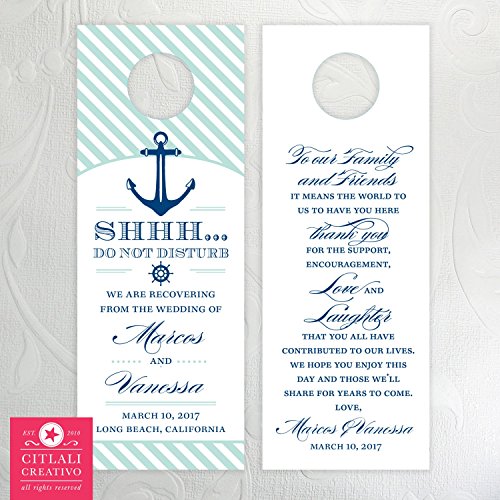 Wedding Door Hangers (set of 10) Anchor Do Not Disturb
