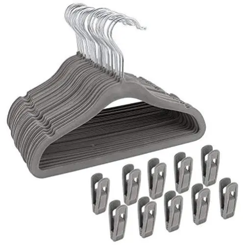 Corodo Velvet Hangers with Clips Grey, Baby Clothes Hangers Heavy Duty Non Slip, Kids Clothing Hangers Ultra Thin for Blouses, Dress, Pants, 30 Pack Pants Hangers with 20 Pack Velvet Hangers Clips Corodo Velvet Hangers with Clips Grey, Baby Clothes Hangers Heavy Duty Non Slip, Kids Clothing Hangers Ultra Thin for Blouses, Dress, Pants, 30 Pack Pants Hangers with 20 Pack Velvet Hangers Clips