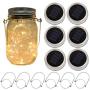 6-Pack Solar-powered Mason Jar Lights (6 Hanger Included / No Jar),10 LEDs Warm White Jar Hanging Light,Solar Fairy Firefly Lights Lids Insert Fit for Regular Mouth Jars for Decor Solar Table Light