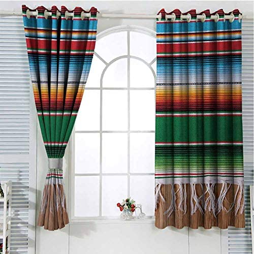 Jinguizi Mexican Kids Curtain Boho Serape Blanket with Horizontal Stripes and Lines Authentic Cultures Picture Light Curtain Multicolor 72 x 45 inch Jinguizi Mexican Kids Curtain Boho Serape Blanket with Horizontal Stripes and Lines Authentic Cultures Picture Light Curtain Multicolor 72 x 45 inch
