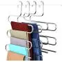 STAR-FLY S-Shape Pants Hanger Multi Layer Slack Trouser Hanger Space Saving Clothes Hanger for Pants Jeans Scarf Closet Storage Organizer(4-Pack)