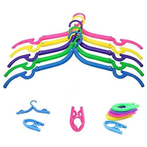 HONBAY 10PCS Portable Folding Clothes Hangers Clothes Drying Rack for Travel