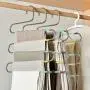 HAIMST Pants Hanger S Shaped Trouser Hanger 5 Layers Pant Hangers Space Saving Non Slip Hanger for Pants, Slacks, Jeans, Scarf(4-Pack Yellow Teal)