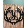 Metal Antler Initial Door Hanger 24 inch ACM Metal Deer Wall Decor Antler Initial Sign Deer Wall Decor Antler Wreath Antler Decor Deer Decor Metal Sign For Garage Man Cave QUICK SHIPPING