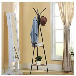 Aviat Coat Rack Free Standing Metal Holder with 2 Shelves Rack Bench,Easy Assembly&Sturdy,Hallway/Entryway Coat Hanger Stand Storage Shelf for Clothes,Suits,Shoes,Bag Scarf [Ship from USA] (Retro)