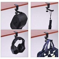 Cabilock Headphone Stand Holder Gaming Headphones Hanger Mount Under Desk Hook Clip for Bag (Black)